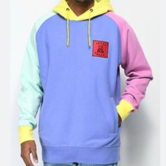 Teddy Fresh Hoodie Sweatshirt Colorblock Purple Pink Yellow Unisex Large - Picture 11 of 11